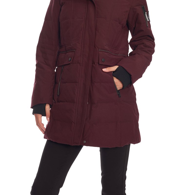 Alpine North Women's Vegan Down Recycled Mid-length Parka, Grape In Red