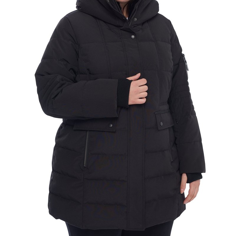 Shop Alpine North Women's Vegan Down Recycled Mid-length Parka, Plus Size In Black