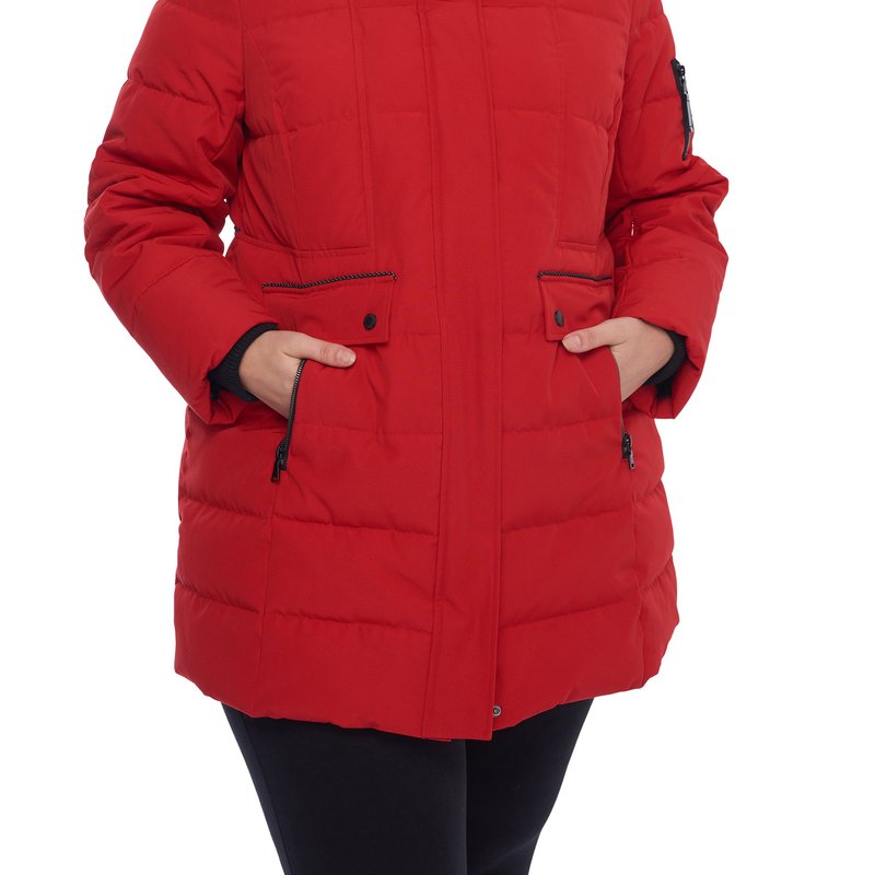 Alpine North Women's Vegan Down Recycled Mid-length Parka, Plus Size In Red