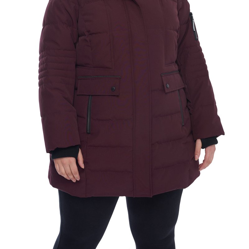 Alpine North Women's Vegan Down Recycled Mid-length Parka, Plus Size In Red