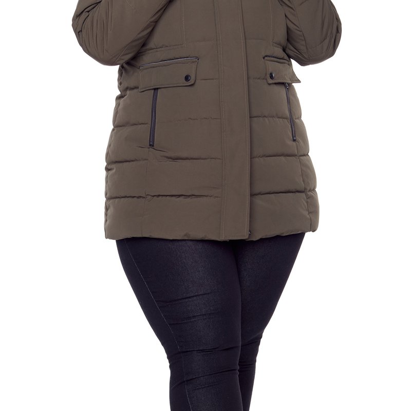 Alpine North Women's Vegan Down Recycled Mid-length Parka, Plus Size In Green