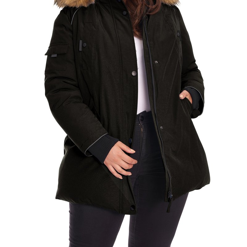 Alpine North Women's Vegan Down Recycled Parka, Plus Size In Black