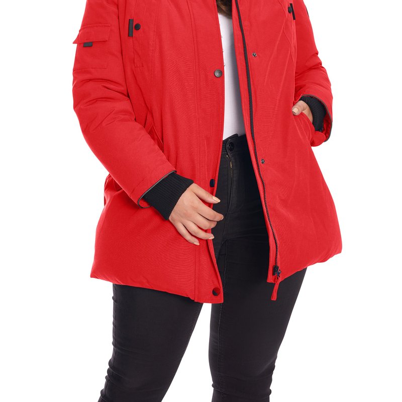 Alpine North Women's Vegan Down Recycled Parka, Plus Size In Red