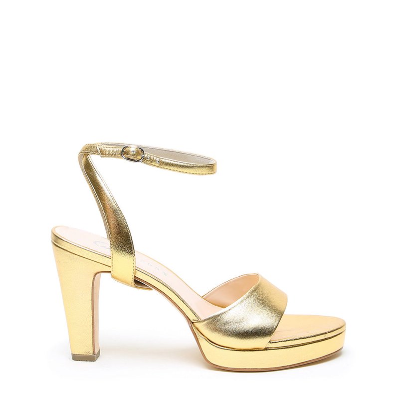 Alterre Gold Lo Platform Heel With Marilyn Strap In Yellow
