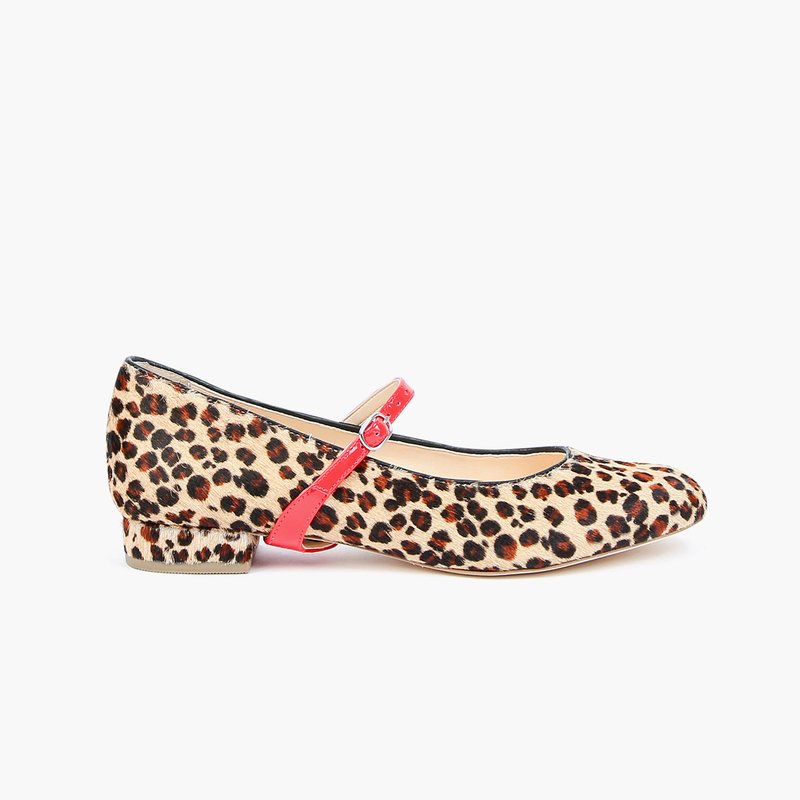 Alterre Leopard Ballet Flat + Red Gloss Twiggy Strap In Animal Print