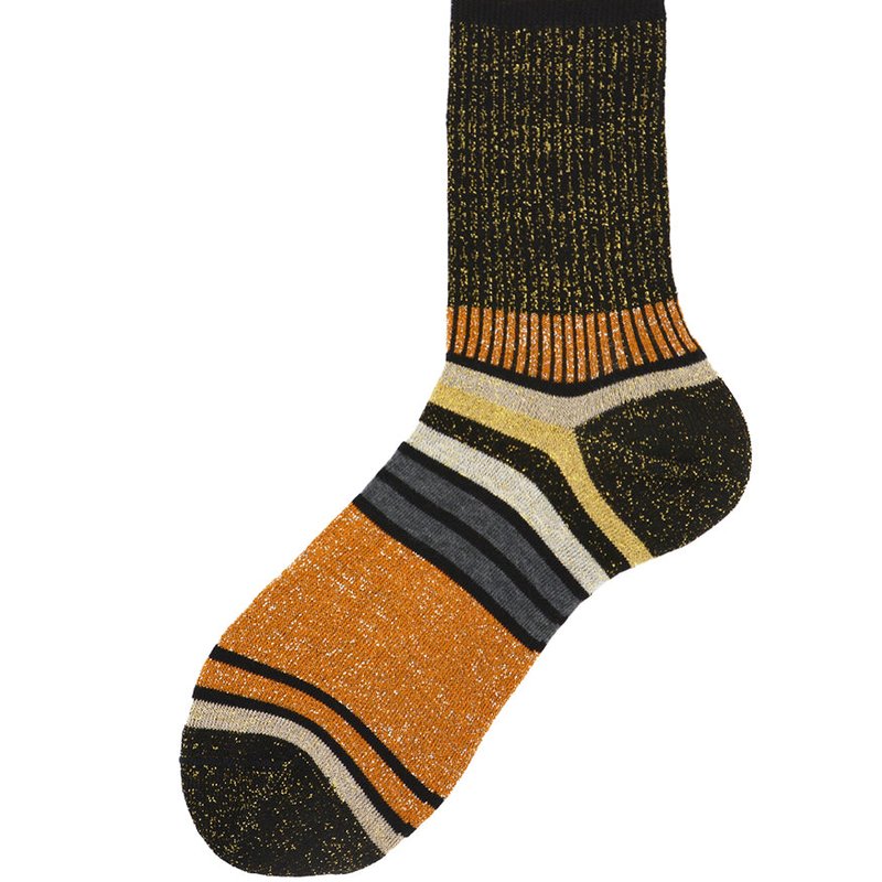 Alto Milano Orange Black Chapo Short Socks In Brown