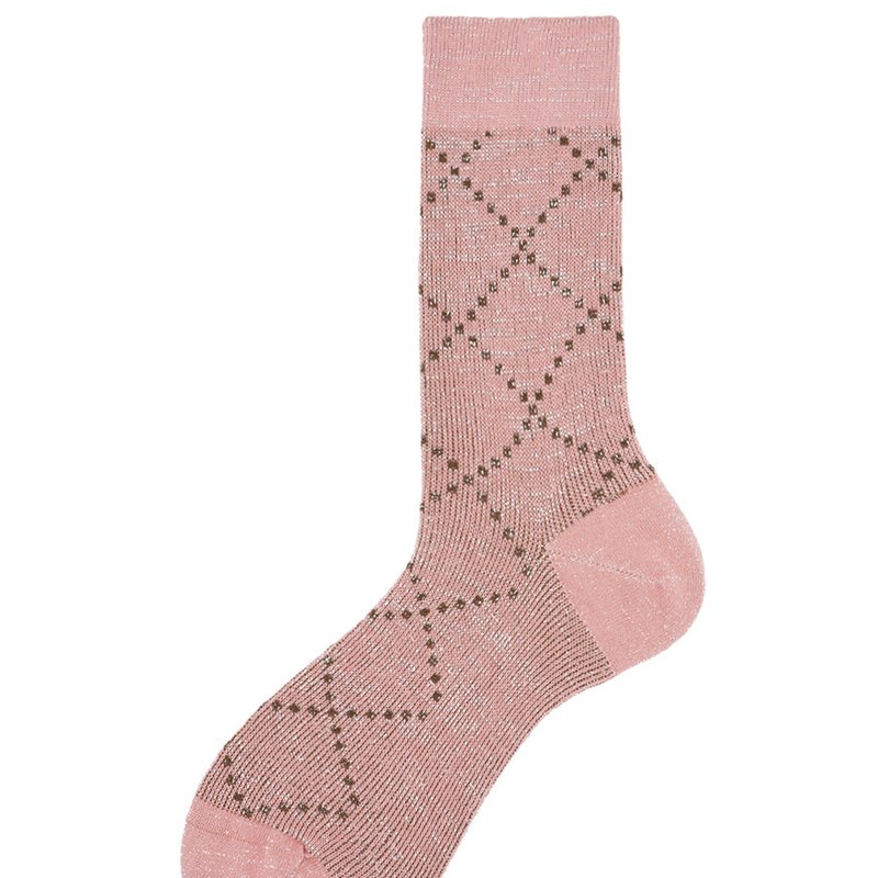 Alto Milano Rose Check Short Socks In Pink