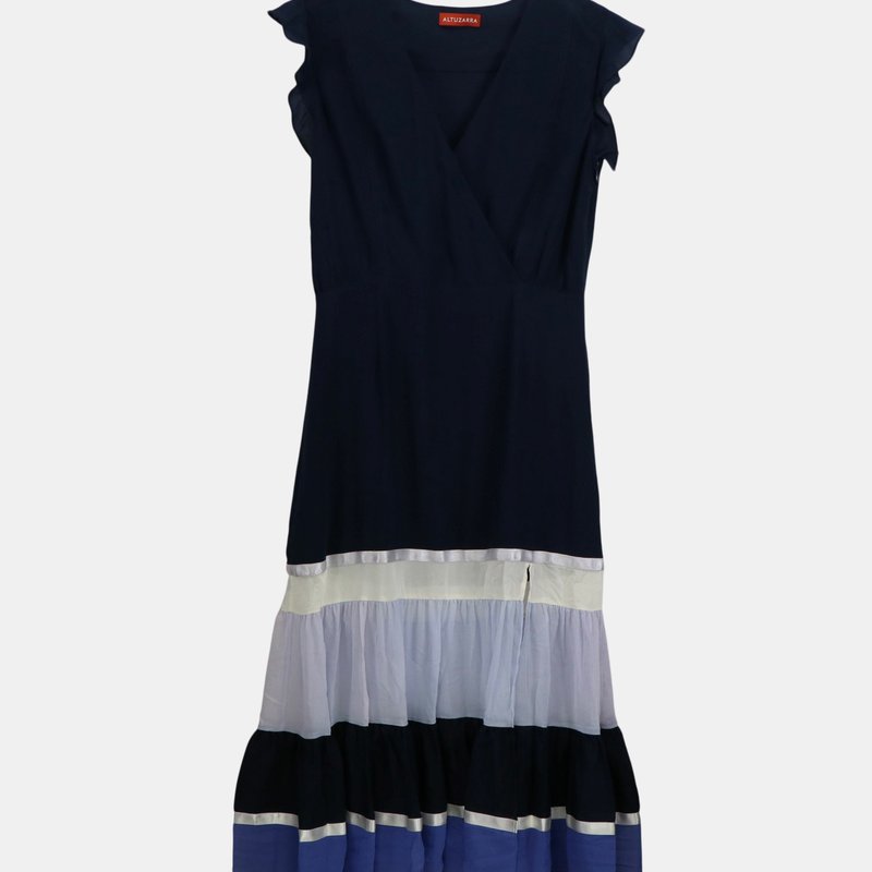 Altuzarra Women's Berry Blue Judy Tiered-hem Crepe Dress