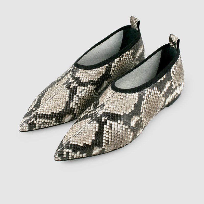 Alumnae Soft Point Toe Flat Natural Python In Animal Print