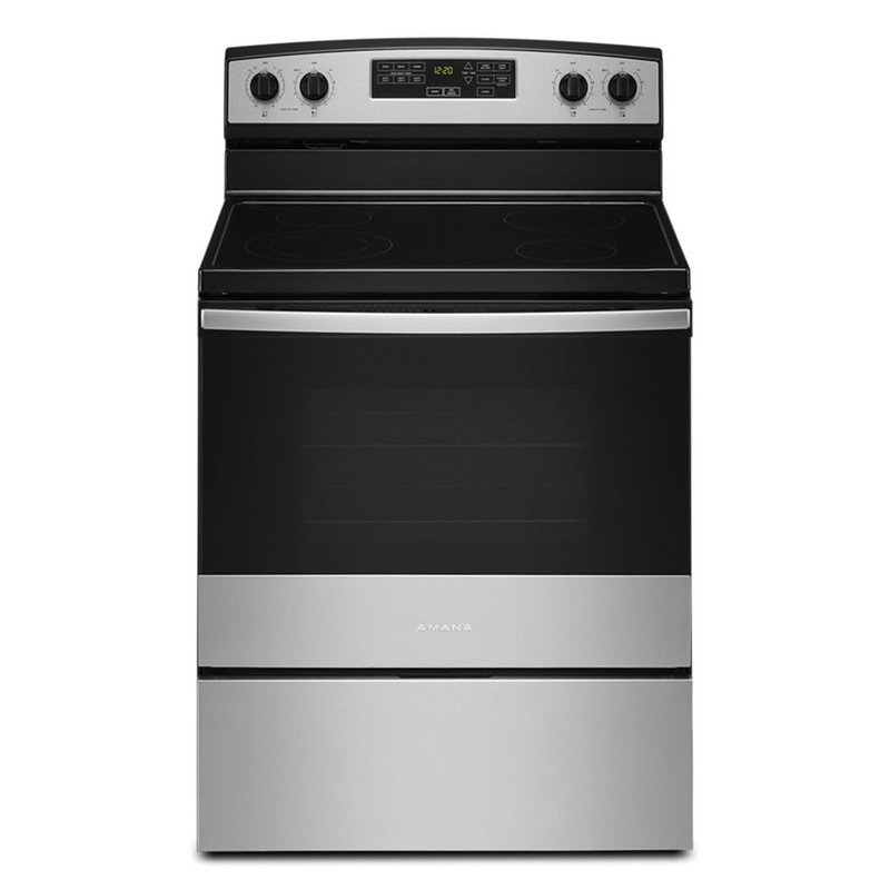 Amana 4.8 Cu. Ft. Freestanding Stainless Steel Electric Range In Grey