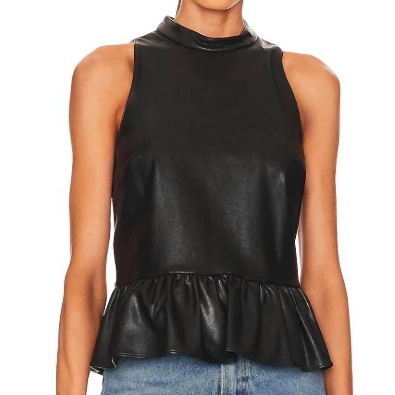Shop Amanda Uprichard Anders Faux Leather Top In Black