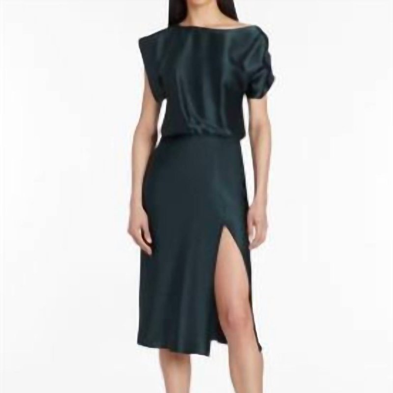 Shop Amanda Uprichard Elroy Silk Charmeuse Midi Dress In Black
