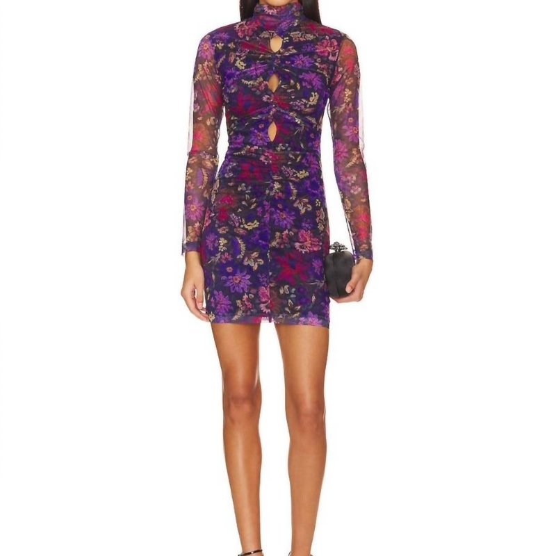 Shop Amanda Uprichard Printed Mesh Beliza Mini Dress In Aracelli In Purple