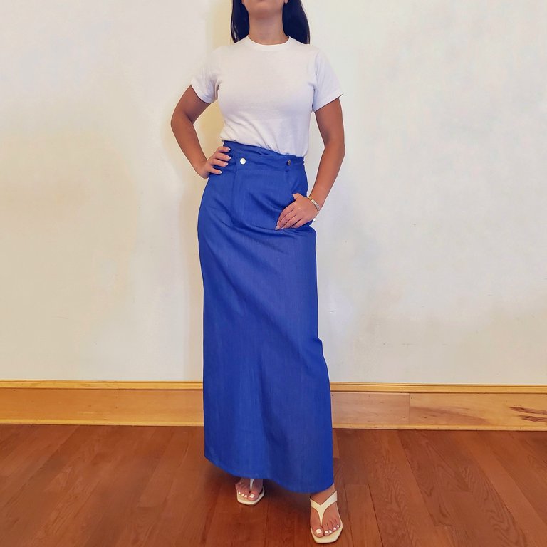 Mariah Denim Maxi Skirt - 70s Blue