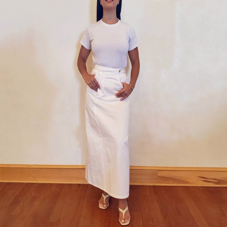 Mariah Denim Maxi Skirt - Off-White