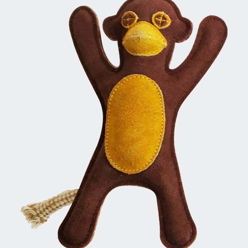 American Pet Supplies Leather Monkey Toy In Brown
