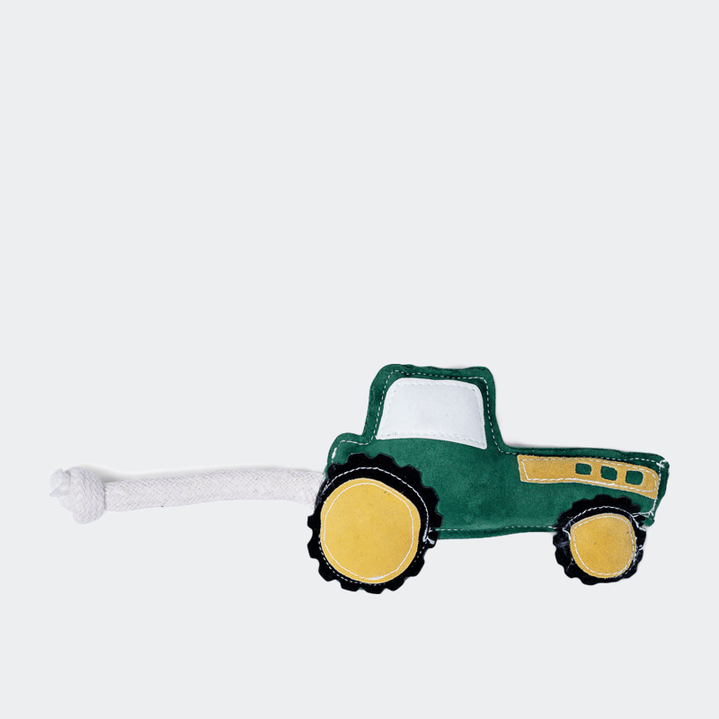 American Pet Supplies Vegan Leather Green Tractor Eco Friendly Dog Toy