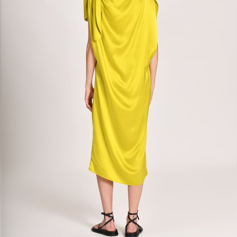 Amir Taghi Tie Dress In Silk Charmeuse In Yellow