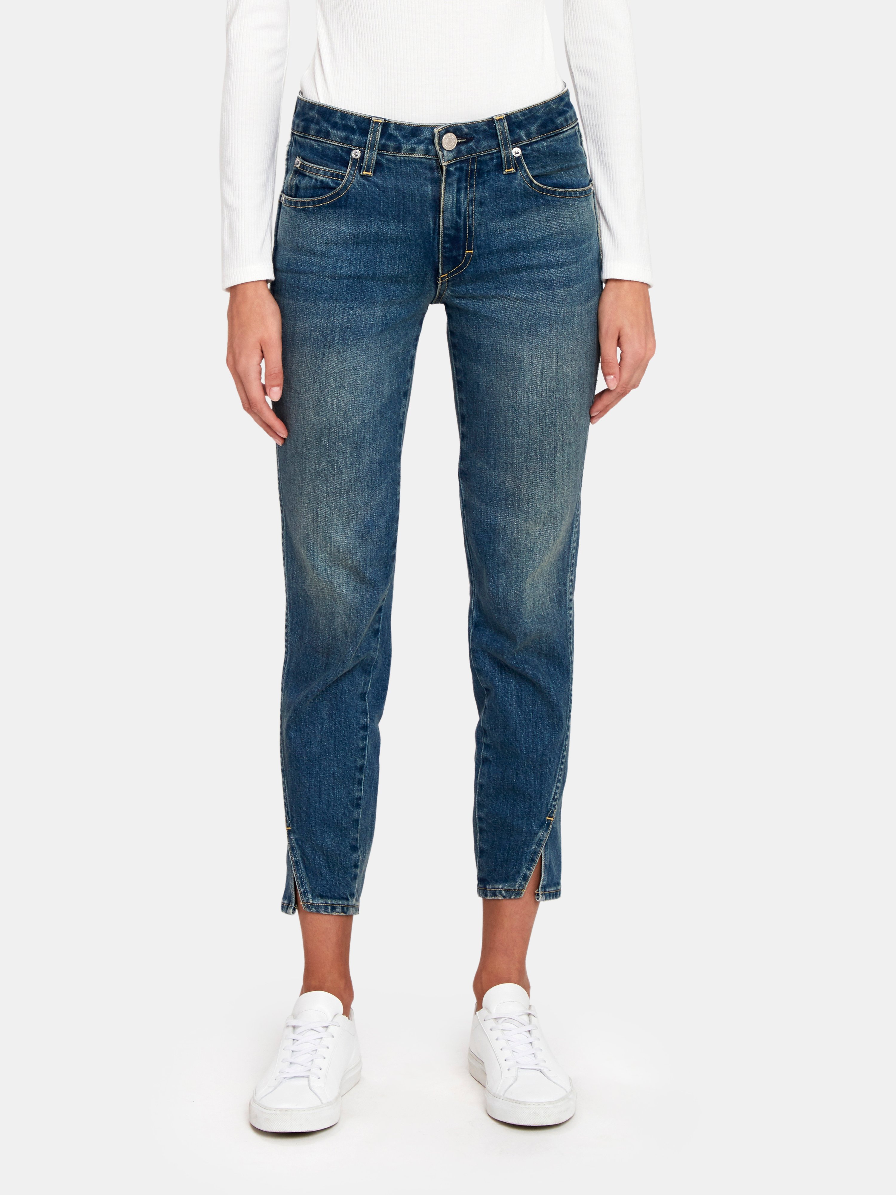 Amo Twist Seam Mid Rise Ankle Skinny Jeans In Liberty