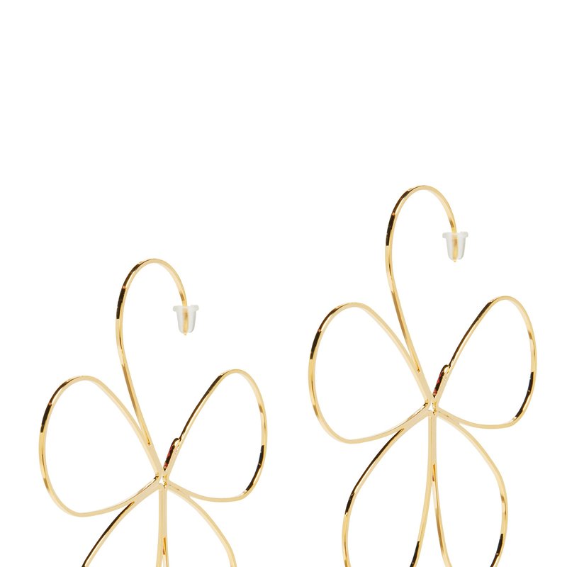 Amorcito Azuma Flower "side Hangz" Earrings In Platinum Plated
