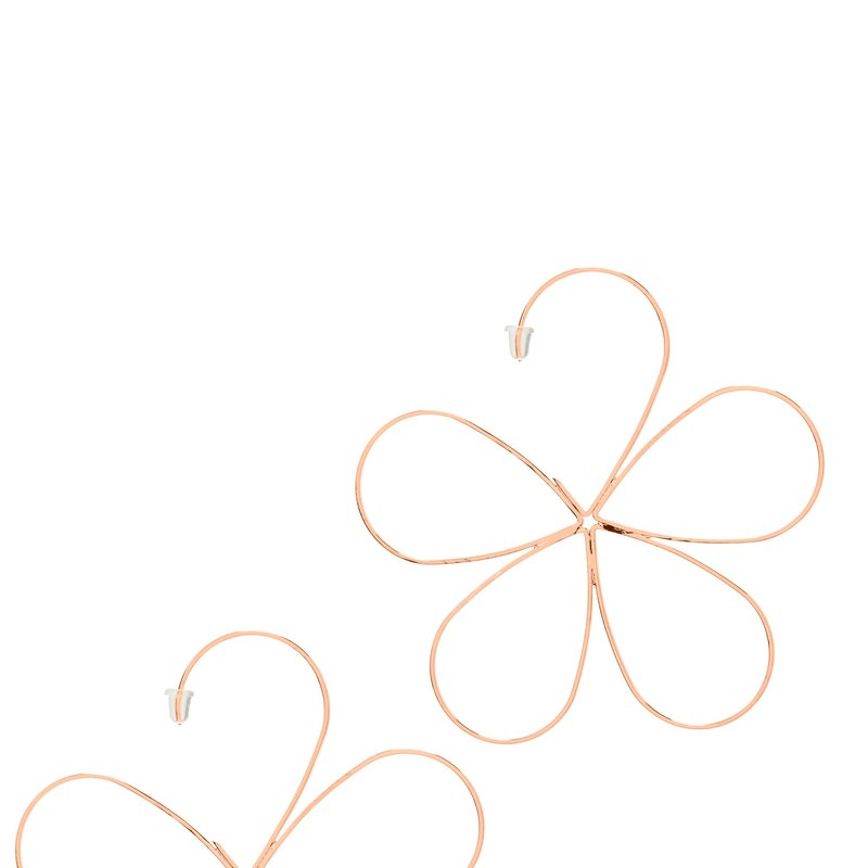 Amorcito Azuma Flower "side Hangz" Earrings In Rose Gold Plated