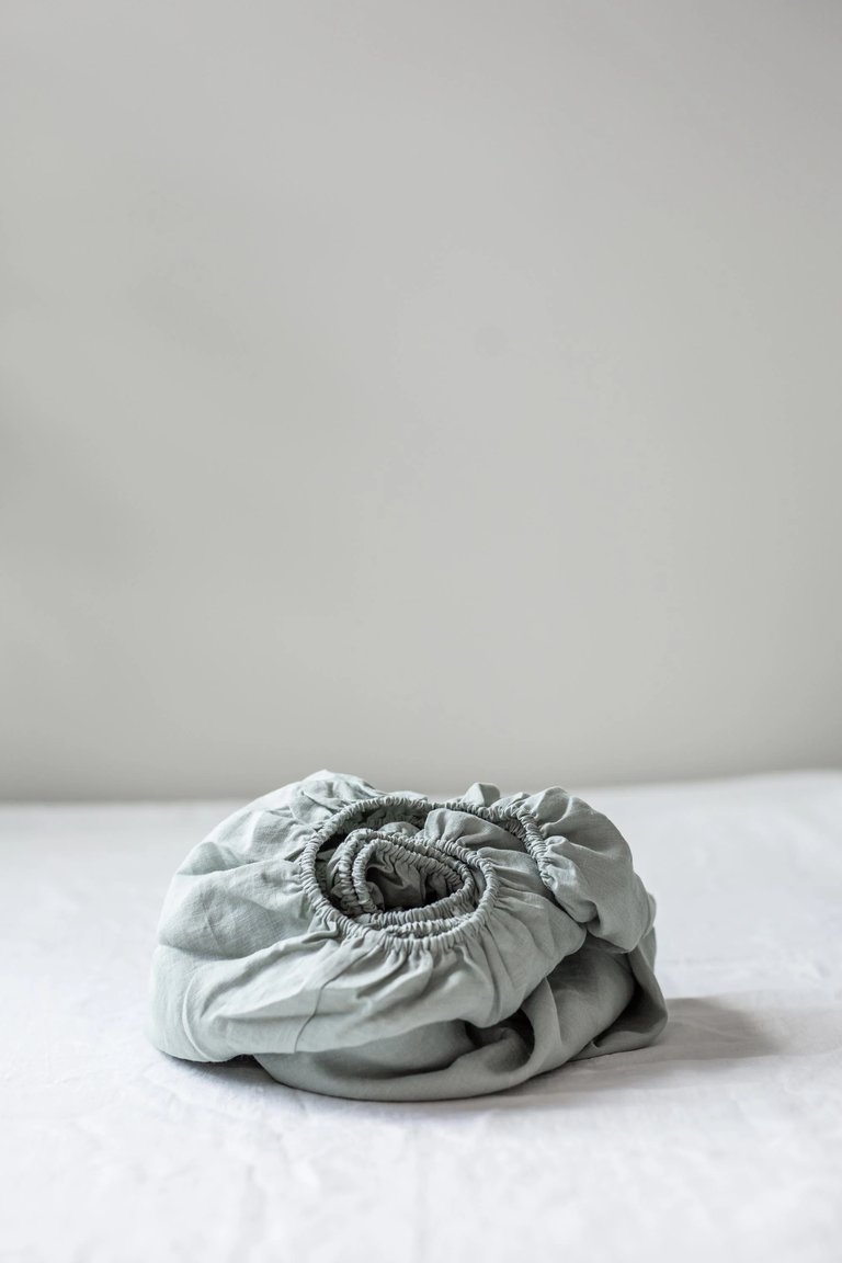 Linen fitted sheet in Sage Green - Sage Green