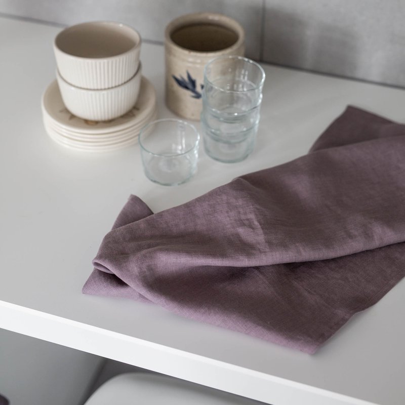 Amourlinen Linen Kitchen Tea Towel In Purple