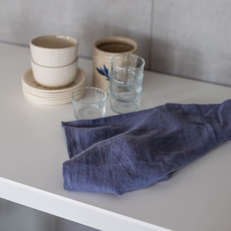 Amourlinen Linen Kitchen Tea Towel In Blue