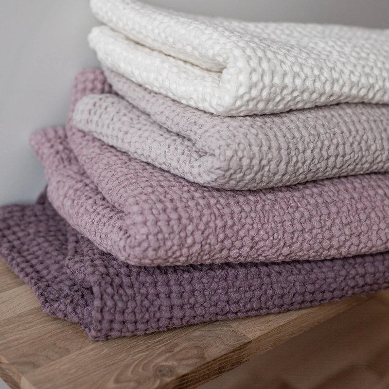 Amourlinen Linen Waffle Towel In Dusty Lavender In Purple