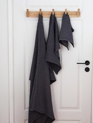 Linen Waffle Towel Set - Blue Gray