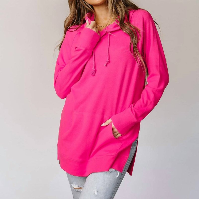 Shop Ampersand Ave Sideslit Hoodie In Hot Pink