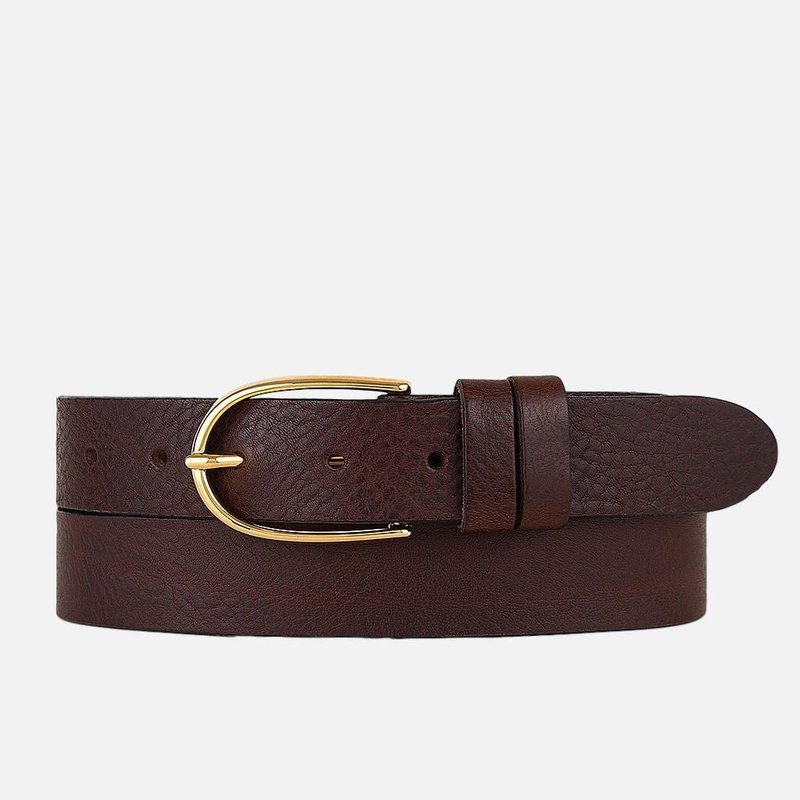 Amsterdam Heritage 35035 Drika Classic Women's Leather Belt | Gold Buckle In Brown