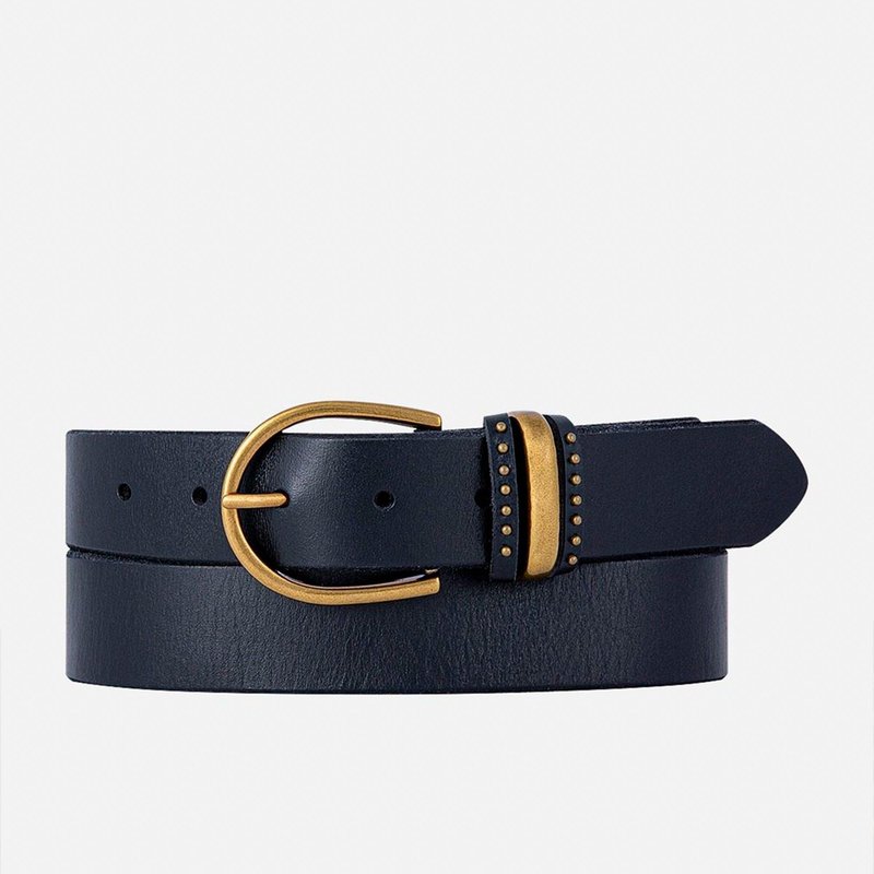 Amsterdam Heritage 35068 Norine Classic Leather Belt With Adorned Metal Keeper In Black