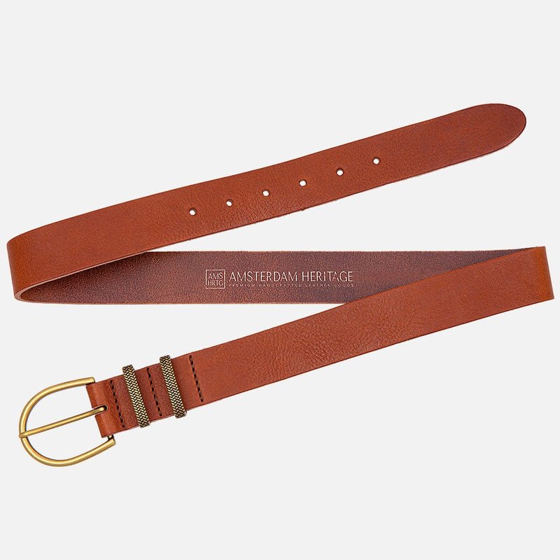 Shop Amsterdam Heritage 35069 Pieta Classic Leather Belt With Metal Keeper In Brown