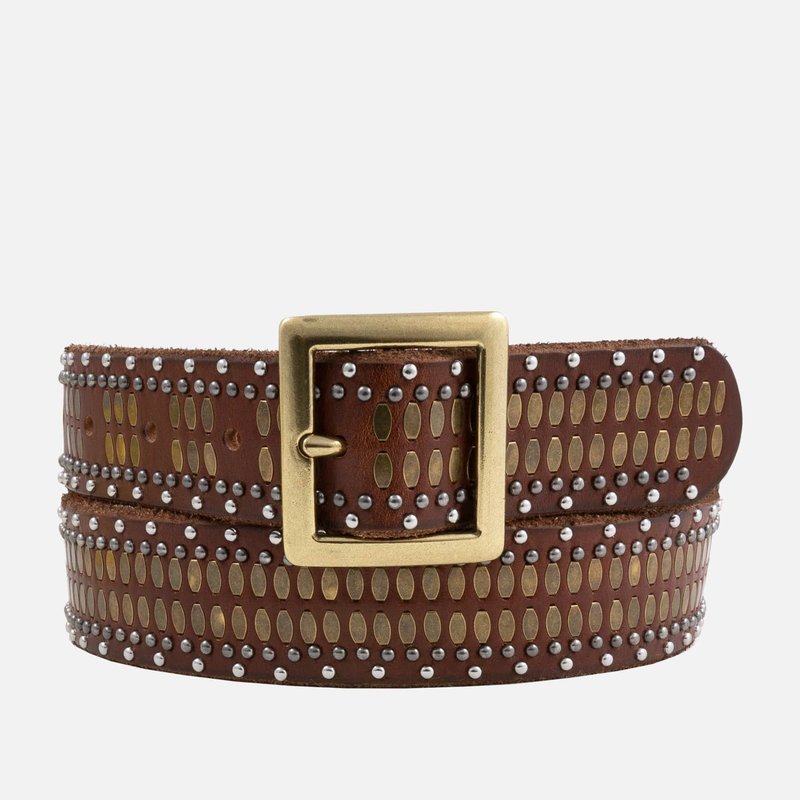 Amsterdam Heritage 35074 Hana Square Studded Leather Belt In Brown