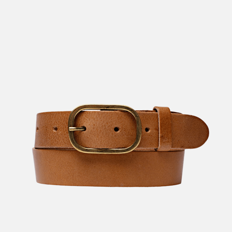 Shop Amsterdam Heritage 35075 Marin Statement Buckle Leather Belt In Brown