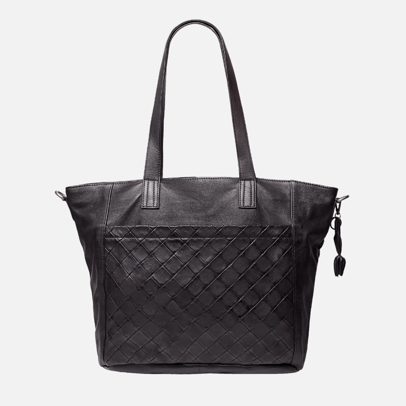 Amsterdam Heritage 6036 Muskens Unisex Large Leather Tote Bag In Black