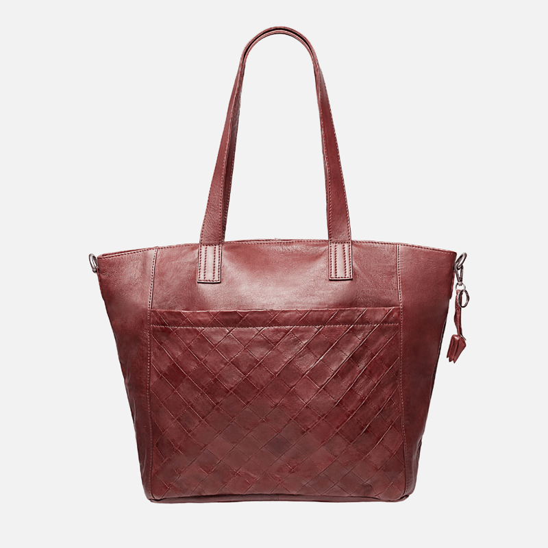 Amsterdam Heritage 6036 Muskens Unisex Large Leather Tote Bag In Red