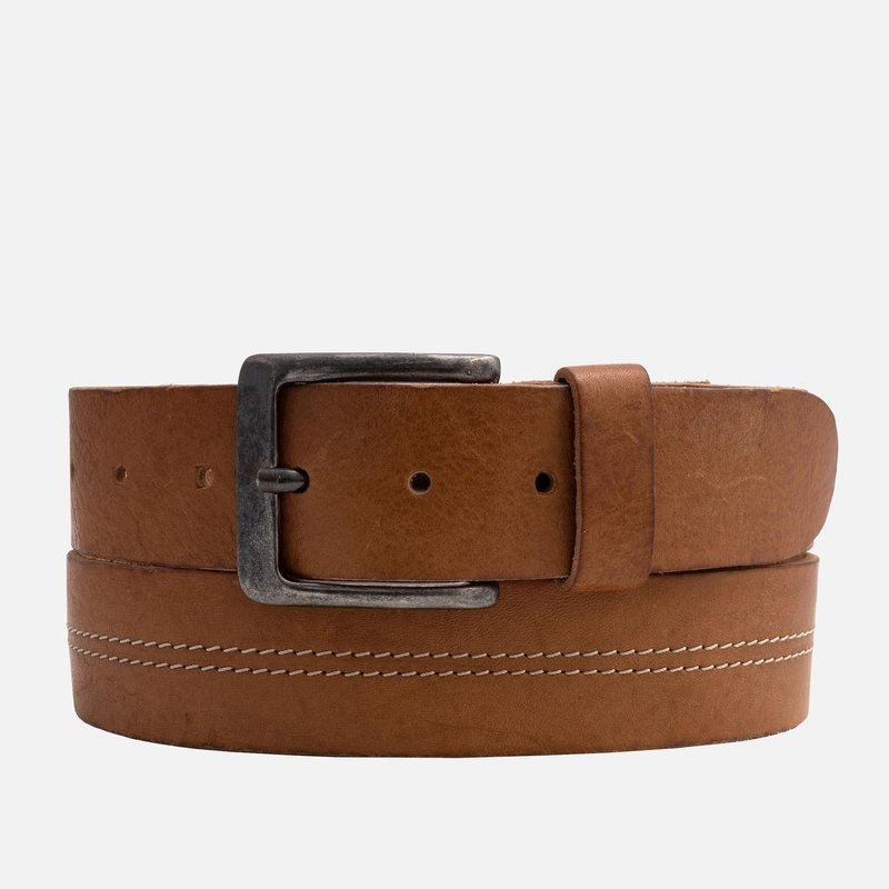 Shop Amsterdam Heritage Aren | Center Stitched Leather Belt In Brown
