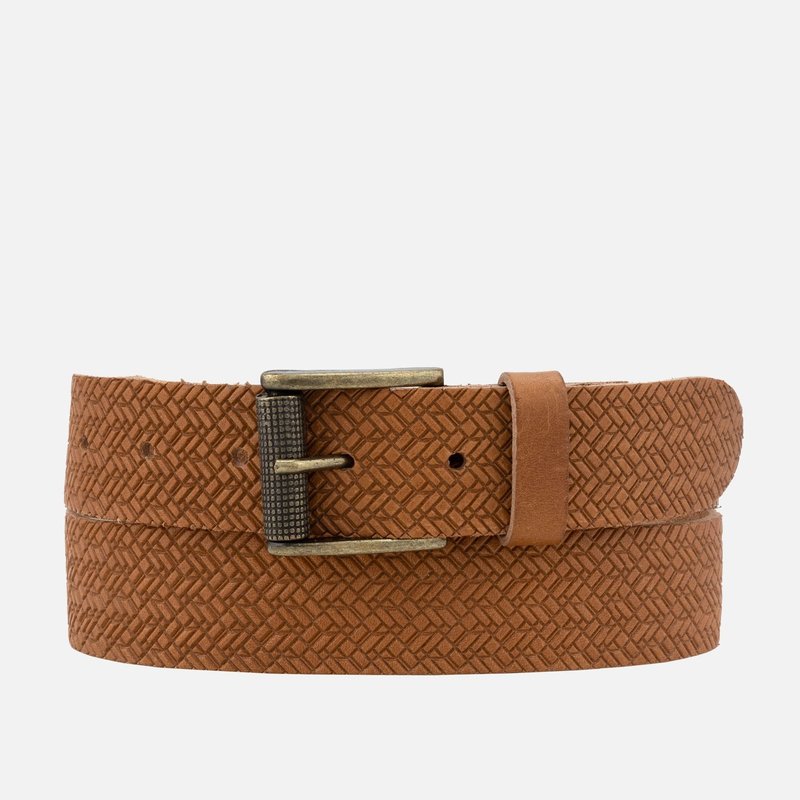 Shop Amsterdam Heritage Ary | Embossed Everyday Leather Belt In Brown