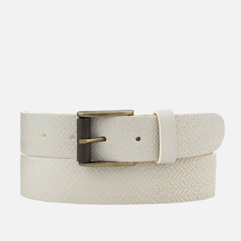 Shop Amsterdam Heritage Ary | Embossed Everyday Leather Belt In White