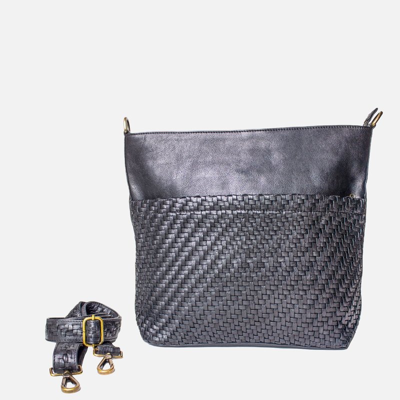 Shop Amsterdam Heritage Baren | Handwoven Leather Crossbody Bag In Black