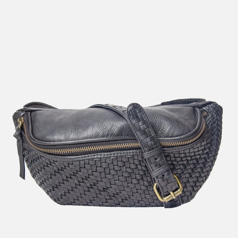 Shop Amsterdam Heritage Barink | Hand-woven Leather Fanny Pack In Black
