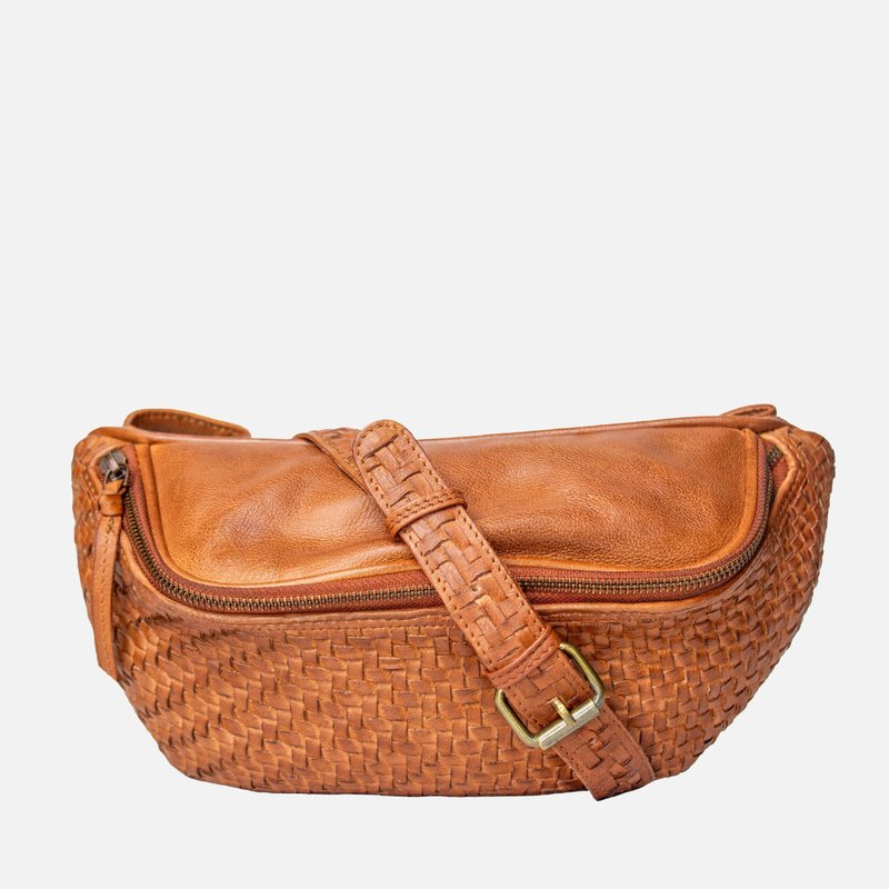 Shop Amsterdam Heritage Barink | Hand-woven Leather Fanny Pack In Brown