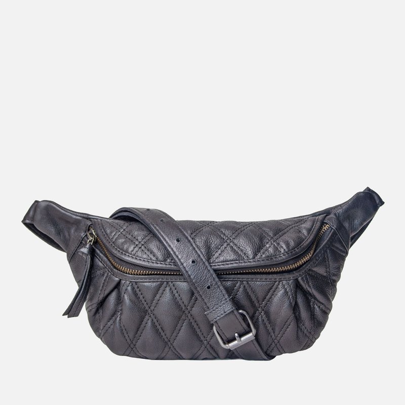 Shop Amsterdam Heritage Beck | Diamond-patterned Leather Fanny Pack In Black