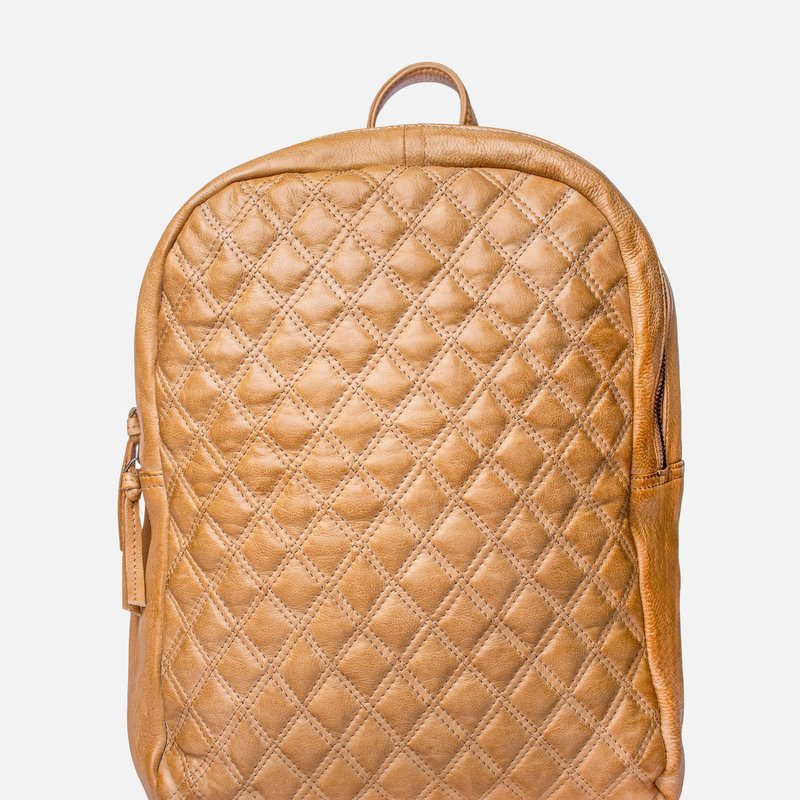 Shop Amsterdam Heritage Bekema | Diamond-patterned Leather Backpack In Brown