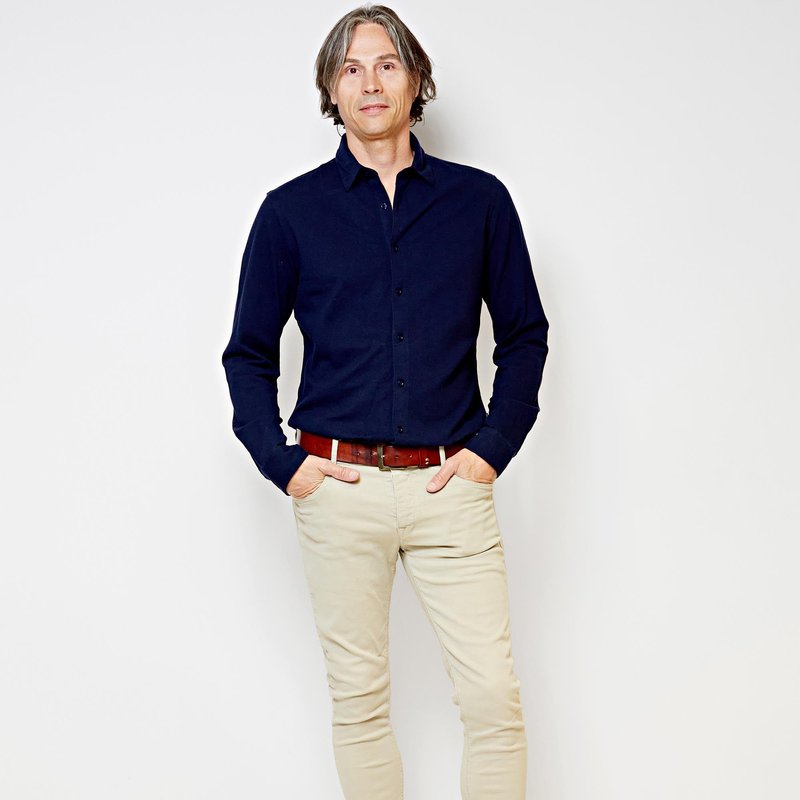 Shop Amsterdam Heritage Brickell | Men's Long-sleeve Cotton Shirt In Blue