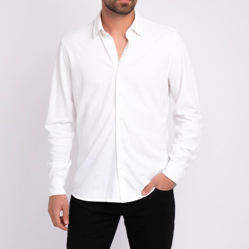 Shop Amsterdam Heritage Brickell | Men's Long-sleeve Cotton Shirt In White