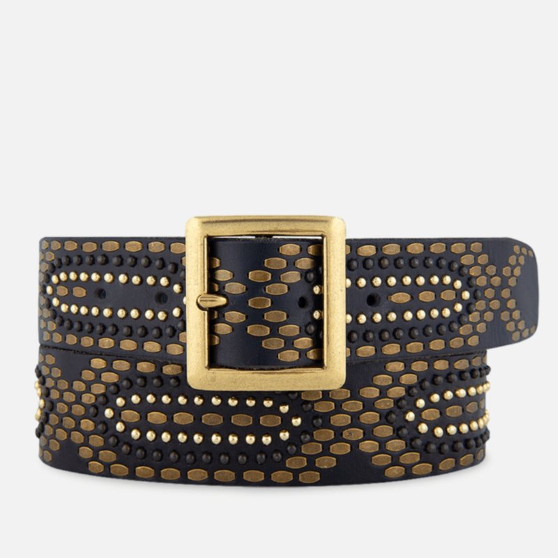 Shop Amsterdam Heritage Daya | Studded Leather Belt With Square Buckle In Black