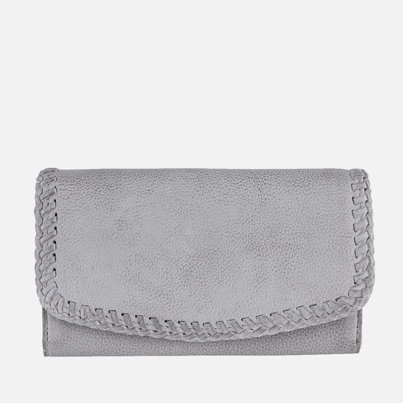 Amsterdam Heritage Fleur | Woven Accent Leather Continental Wallet In White